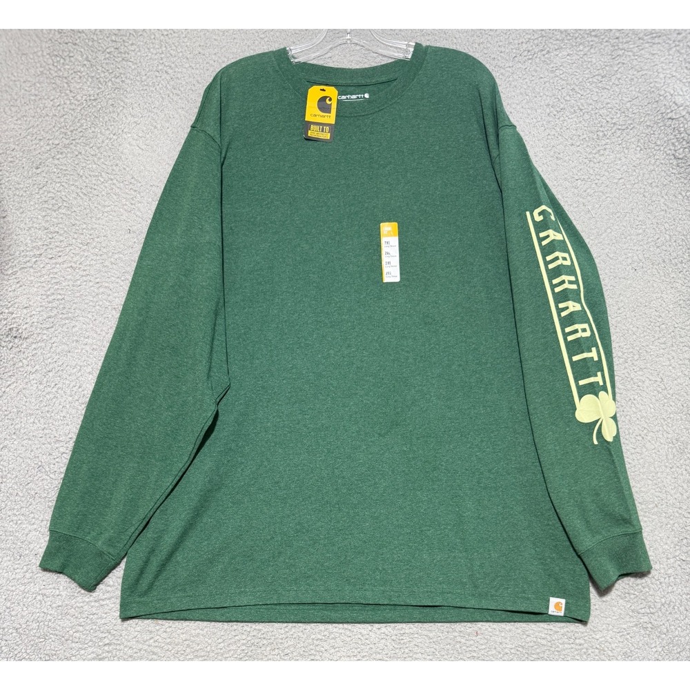 NEW Carhartt Loose Fit Heavyweight Long Sleeve Shamrock Graphic T-shirt Mens 2XL